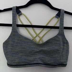 lululemon athletica Striped Seamless Sports Bra with Crisscross Yellow Straps